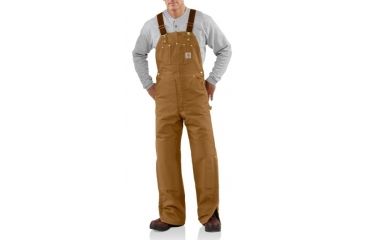 Image of Carhartt Quilt Lined Duck Bib Overalls - Mens-Carhartt Brown-32 Waist-Regular Inseam