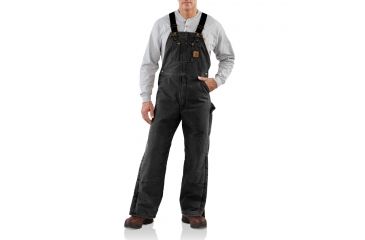 Image of Carhartt Quilt Lined Sandstone Bib Overall for Mens, Black, 32/28 R27-BLK-28-32