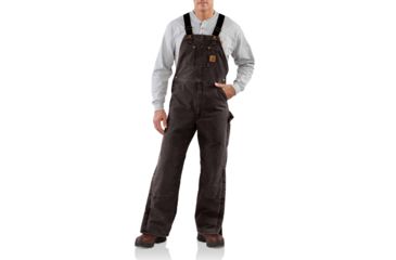Image of Carhartt Quilt Lined Sandstone Bib Overall for Mens, Dark Brown, 34/28 R27-DKB-28-34