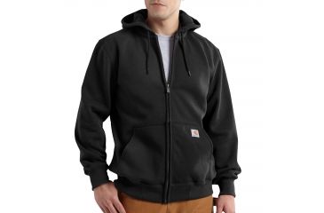 Image of Carhartt Rain Defender Paxton Heavyweight Hooded Zip-Front Sweatshirt for Mens, Black, Medium/Regular 100614-001-REG-M
