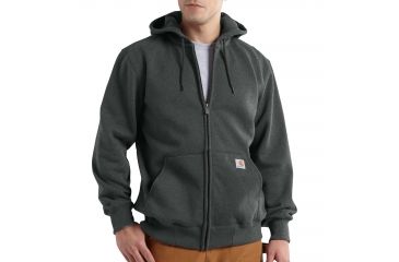 Image of Carhartt Rain Defender Paxton Heavyweight Hooded Zip-Front Sweatshirt for Mens, Carbon Heather, Extra Large/Regular 100614-026-REG-XL