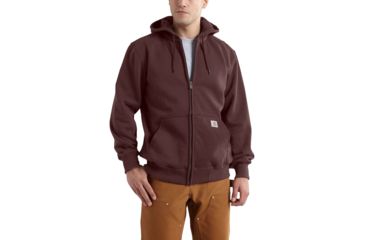 Image of Carhartt Rain Defender Paxton Heavyweight Hooded Zip-Front Sweatshirt for Mens, Dark Cedar, 2XL/Regular 100614-224-REG-2XL