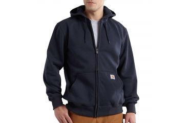 Image of Carhartt Rain Defender Paxton Heavyweight Hooded Zip-Front Sweatshirt for Mens, New Navy, Small/Regular 100614-472-REG-S