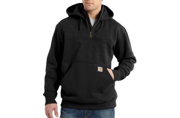 Image of Carhartt Rain Defender Paxton Heavyweight Hooded Zip Mock Sweatshirt for Mens, Black, Medium/Regular 100617-001-REG-M