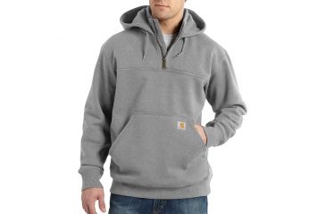 Image of Carhartt Rain Defender Paxton Heavyweight Hooded Zip Mock Sweatshirt for Mens, Heather Gray, Extra Large/Regular 100617-034-REG-XL