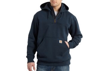 Image of Carhartt Rain Defender Paxton Heavyweight Hooded Zip Mock Sweatshirt for Mens, New Navy, 2XL/Regular 100617-472-REG-2XL