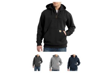 Image of Carhartt Rain Defender Paxton Heavyweight Hooded Zip Mock Sweatshirt for Mens, Black, Carbon Heather, Heather Gray, New Navy