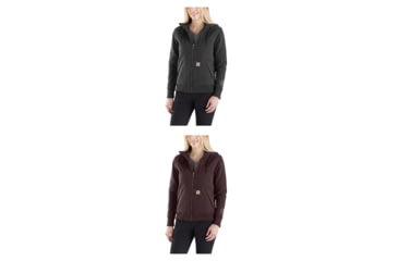 Image of Carhartt Rain Defender Rockland Quit-Lined Full Zip Sweatshirt-Women's, Carbon Heather, Fudge Heather