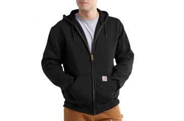 Image of Carhartt Rain Defender Rutland Thrermal Lined Hooded Zip-Front Sweatshirt for Mens, Black, 2XL/Regular 100632-001-REG-2XL