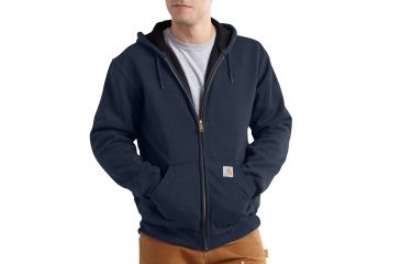 Image of Carhartt Rain Defender Rutland Thrermal Lined Hooded Zip-Front Sweatshirt for Mens, New Navy, Small/Regular 100632-472-REG-S