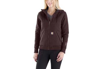 Image of Carhartt Rain Defender Rockland Quit-Lined Full Zip Hooded Sweatshirt-Women's, Fudge Heather, Medium, Regular, 103242-518-REG-M