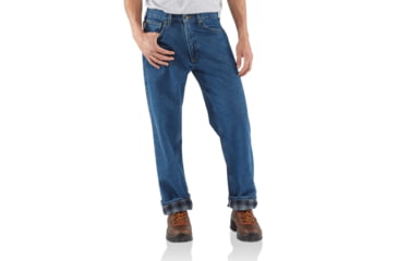 Image of Carhartt Relaxed Fit Straight Leg Flannel Lined-Mens, Darkstone, 42-36, B172-DST-36-42