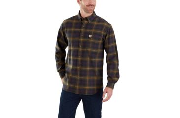 Image of Carhartt Rggd Flx Hmilton Plaid Shirt-Mens, Army Green, Small, Regular, 103314-301-REG-S