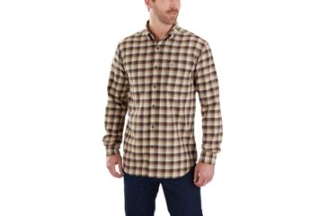 Image of Carhartt Rggd Flx Hmilton Plaid Shirt-Mens, Dark Brown, Small, Regular, 103314-201-REG-S