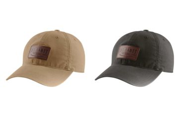 Image of Carhartt Rigby Stretch Fit Leatherette Patch Cap - Mens, Dark Khaki, Peat