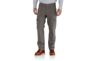 Image of Carhartt Ripstop Cargo Work Pant Flannel Lined for Mens, Gravel, 30/30 102287-039-30-30
