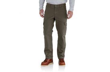 Image of Carhartt Ripstop Cargo Work Pant Flannel Lined for Mens, Moss, 42/34 102287-316-34-42