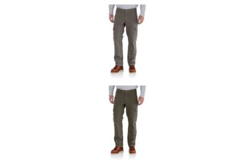 Image of Carhartt Ripstop Cargo Work Pant Flannel Lined for Mens, Gravel, Moss