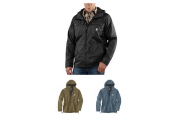 Image of Carhartt Rockford Rain Defender Jacket - Mens, Black, Military Olive, Steel