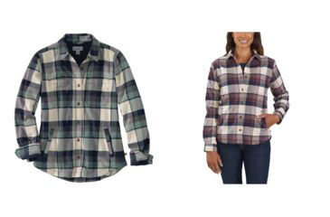Image of Carhartt Rugged Flerx Hamilton Fleece Lined Shirt - Women's, Balsam Green, Sparrow