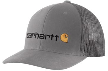 Image of Carhartt Rugged Flex Canvas Mesh-Back Fitted Logo Graphic Cap - Mens, Asphalt, Large/Extra Large, 104192-APH-LXL