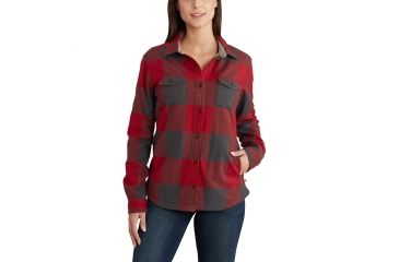 Image of Carhartt Rugged Flex Hamilton Fleece Lined Shirt for Womens, Dark Crimson, Medium/Regular 102782-608-REG-M