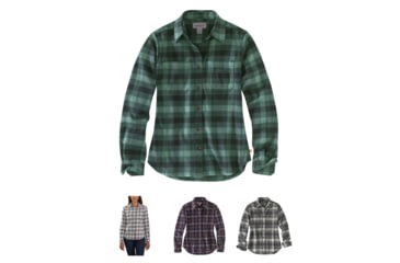 Image of Carhartt Rugged Flex Hamilton Shirt - Women's, Balsam Green, Charcoal, Fudge, Gravel