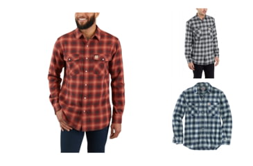 Image of Carhartt Rugged Flex Hamilton Snap Front Plaid - Men's, Henna, Shadow, Twilight