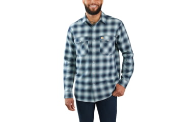 Image of Carhartt Rugged Flex Hamilton Snap Front Plaid - Mens, Twilight, Large, 103855-973-REG-L