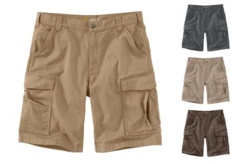 Image of Carhartt Rugged Flex Rigby Cargo Shorts - Men's, Dark Khaki, Shadow, Tan, Tarmac