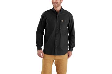 Image of Carhartt Rugged Flex Rigby Long Sleeve Work Shirt - Men's, Black, Small, Regular, 103321-001-REG-S