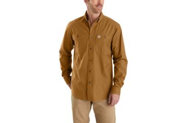 Image of Carhartt Rugged Flex Rigby Long Sleeve Work Shirt - Men's, Carhartt Brown, Extra Large, Regular, 103554-211-REG-XL