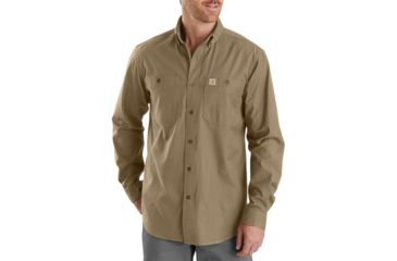 Image of Carhartt Rugged Flex Rigby Long Sleeve Work Shirt - Men's, Dark Khaki, 2XL, Regular, 103554-253-2XL-REG