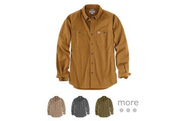 Image of Carhartt Rugged Flex Rigby Long Sleeve Work Shirt - Men's, Carhartt Brown, Dark Khaki, Gravel, Military Olive, Navy, Port