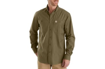 Image of Carhartt Rugged Flex Rigby Long Sleeve Work Shirt - Men's, Military Olive, 2XL, Regular, 103554-396-2XL-REG