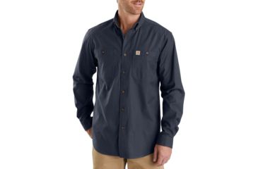 Image of Carhartt Rugged Flex Rigby Long Sleeve Work Shirt - Mens, Navy, Small, 103554-412-REG-S