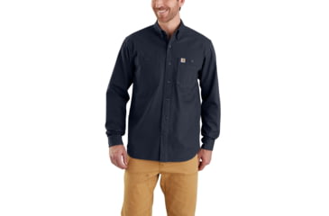 Image of Carhartt Rugged Flex Rigby Long Sleeve Work Shirt - Men's, Navy, Small, Regular, 103321-412-REG-S