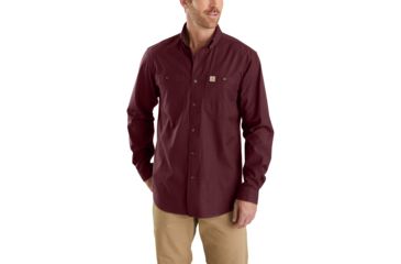 Image of Carhartt Rugged Flex Rigby Long Sleeve Work Shirt - Men's, Port, Small, Regular, 103554-614-REG-S