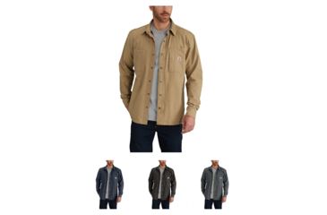 Image of Carhartt Rugged Flex Rigby Shirt Jacket for Mens, Dark Khaki, Deep Blue, Peat, Shadow