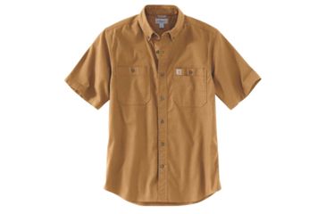 Image of Carhartt Rugged Flex Rigby Short Sleeve Work Shirt - Mens, Carhartt Brown, 2XL-Regular, 103555-211-2XL-REG