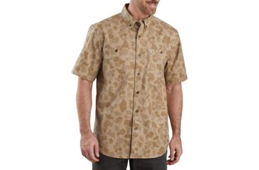 Image of Carhartt Rugged Flex Rigby Short-Sleeve Work Shirt - Mens, Dark Khaki Duck Camo, Large, 103555-255-REG-L