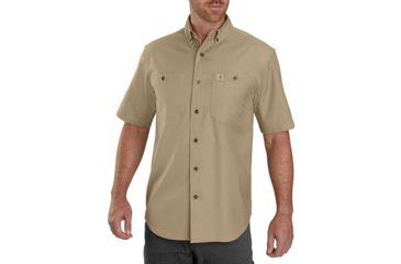 Image of Carhartt Rugged Flex Rigby Short Sleeve Work Shirt - Men's, Dark Khaki, 2XL-Regular, 103555-253-2XL-REG