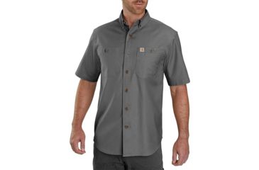 Image of Carhartt Rugged Flex Rigby Short Sleeve Work Shirt - Mens, Gravel, Medium, 103555-039-REG-M
