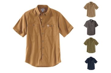 Image of Carhartt Rugged Flex Rigby Short Sleeve Work Shirt - Mens, Carhartt Brown, Dark Khaki, Gravel, Military Olive, Navy