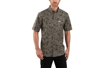 Image of Carhartt Rugged Flex Rigby Short-Sleeve Work Shirt - Mens, Tarmac/Duck Camo, Large, 103555-B12-REG-L