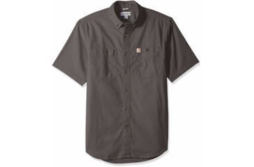 Image of Carhartt Rugged Flex Rigby Short Sleeve Work Shirt Regular - Mens, Gravel, 4XL, 103555-039-4XL-REG
