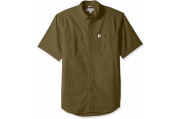 Image of Carhartt Rugged Flex Rigby Short Sleeve Work Shirt Regular - Mens, Military Olive, 4XL, 103555-396-4XL-REG