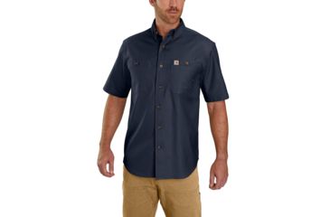 Image of Carhartt Rugged Flex Rigby Short Sleeve Work Shirt Regular - Mens, Navy, Extra Large, 103555-412-XL-REG