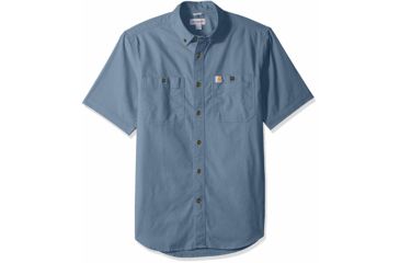 Image of Carhartt Rugged Flex Rigby Short Sleeve Work Shirt Regular - Mens, Steel Blue, Small, 103555-437-S-REG