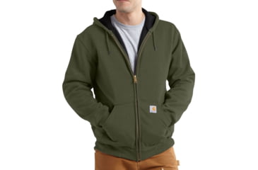 Image of Carhartt Rutland Thermal-Lined Hooded Zip-Front Sweatshirt - Men's-Army Green-Large